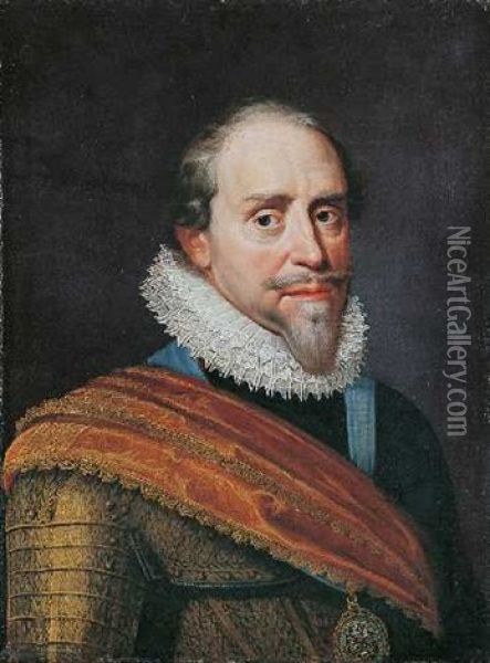 Bildnis Des Moritz Von Oranien Mit Dem Hosenbandorden Oil Painting - Michiel Janszoon van Mierevelt