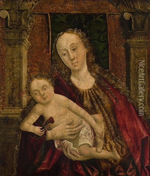 Maria Mit Kind Oil Painting - Martin Schongauer