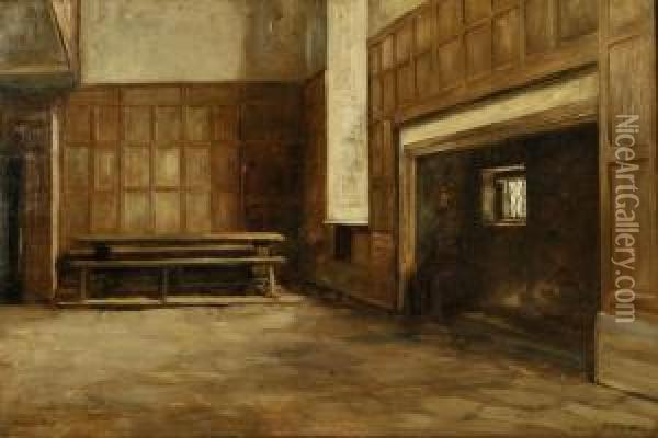 Interior At Haddon Hall Oil Painting - Walter-Dendy Sadler