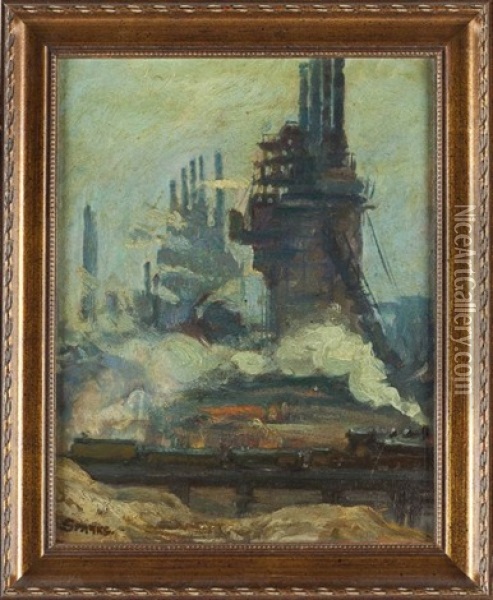 Steel Mills Oil Painting - Arthur Watson Sparks