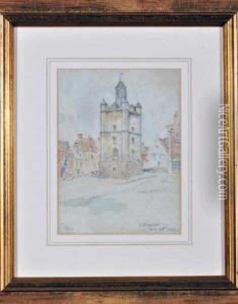 The Belfry Of Saint Riquier, Northern France Oil Painting - Emily Murray Paterson