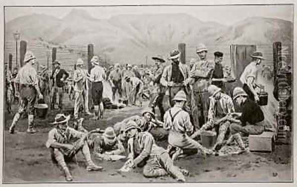 British prisoners waiting for release The camp at Nooitgedacht Oil Painting - Frank Dadd