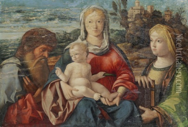 Heilige Familie Oil Painting - Giovanni Bellini