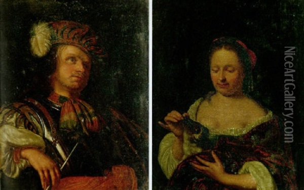 Portrait Of Frans Van Mieris Smoking A Clay Pipe Oil Painting - Willem van Mieris
