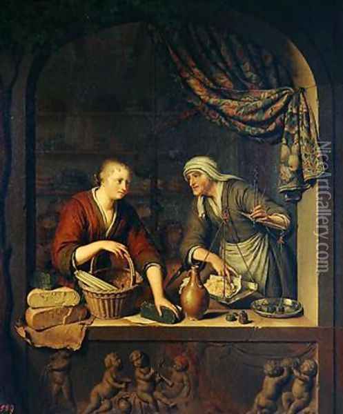The Shop 1705 Oil Painting - Willem van Mieris