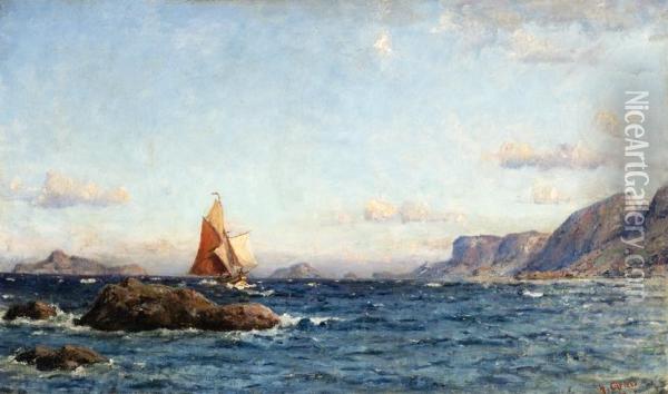 A Sailing Ship Near A Coast Oil Painting - Henry Enfield