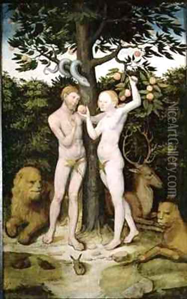 Adam and Eve 6 Oil Painting - Lucas The Elder Cranach