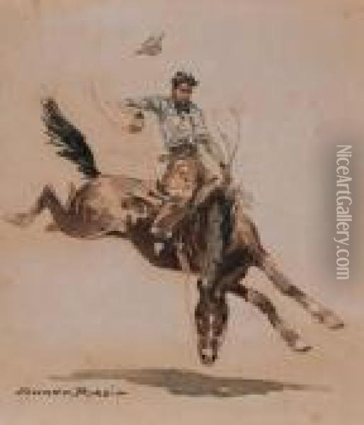 Title: Longhorn Steers Oil Painting - John Edward Borein