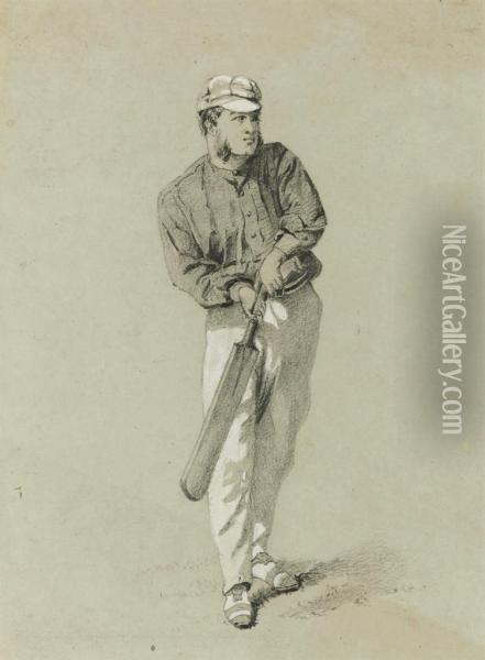 The Batsman Oil Painting - George Frederick Hodson