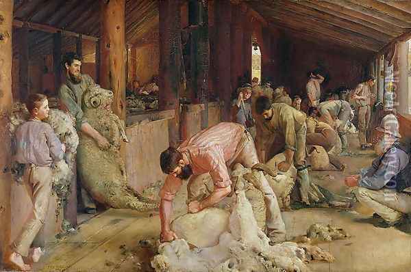 Shearing the Rams, 1890 Oil Painting - Thomas William Roberts