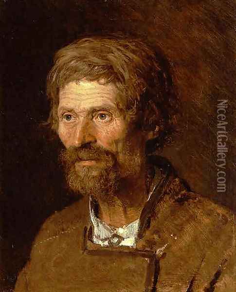 Head Of An Old Ukranian Peasant Oil Painting - Ivan Nikolaevich Kramskoy