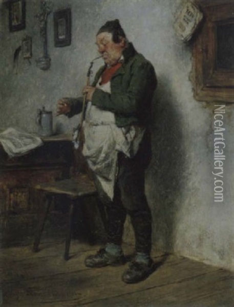 Der Pfeifenraucher Oil Painting - Hugo Wilhelm Kauffmann