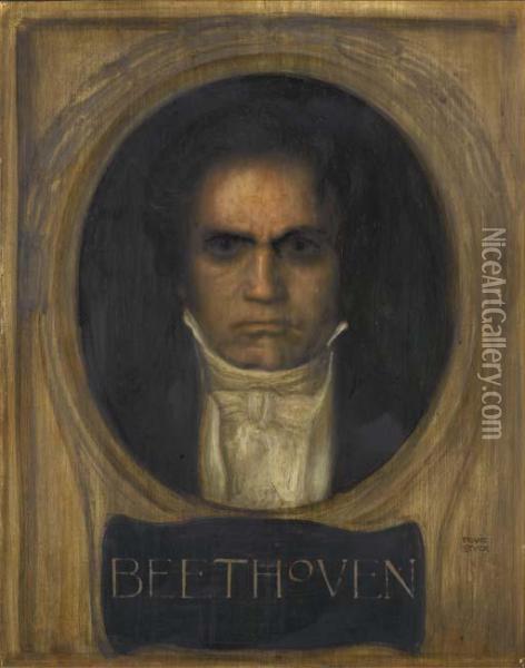 Portrait De Ludwig Van Beethoven Oil Painting - Franz von Stuck