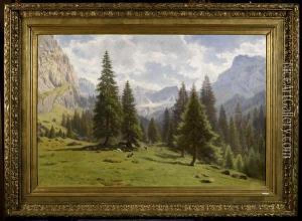 Gebirgslandschaft. Oil Painting - Johann Joseph Geisser