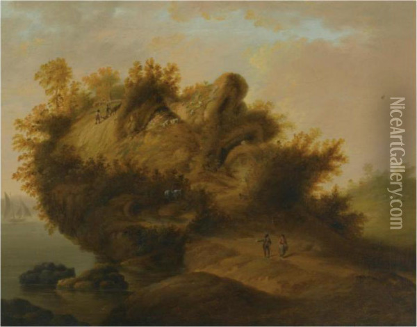 An Anthropomorphic Landscape With The Profile Of A Man's Head Oil Painting - Johann Christian Vollerdt or Vollaert