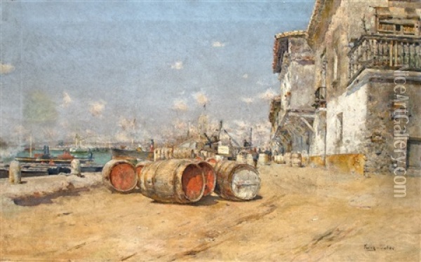 Spanish Harbour Oil Painting - Joan Roig Soler