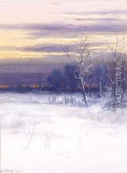 Winter Landscape. Oil Painting - John Elwood Bundy