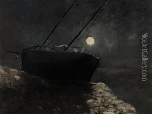 Barque Au Clair De Lune Oil Painting - Odilon Redon