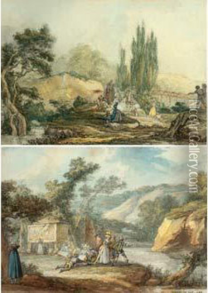 Deux Scenes Galantes Dans Un Parc Oil Painting - Joseph Swebach-Desfontaines