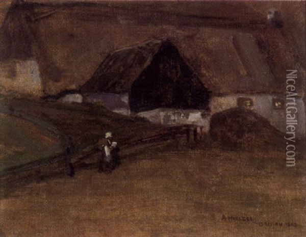 Ein Altes Haus - Abend Oil Painting - Adolf Hoelzel