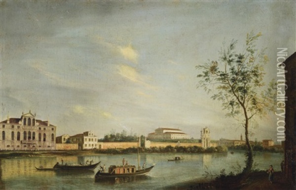 Padua, Looking East Across The River Brenta At Stra Towards The Villa Capello And The Villa Pisani And Its Gardens (+ Another; Pair) Oil Painting -  Master of the Langmatt Foundation Views