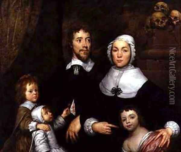 Portrait of a Family Probably that of Richard Streatfeild Oil Painting - William Dobson