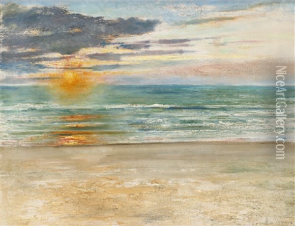 Franskt Kustlandskap Oil Painting - August Vilhelm Nikolaus Hagborg