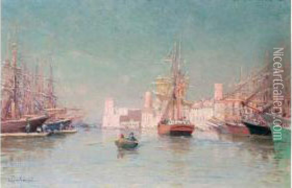 Marseille, Le Vieux Port. Oil Painting - Frederic Montenard