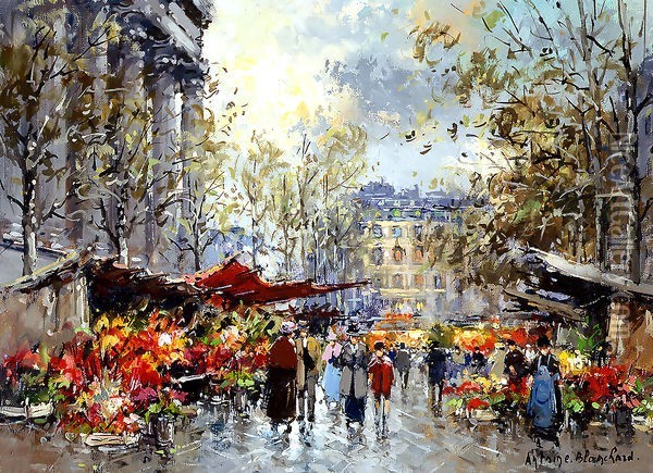Flower Market Madeleine Oil Painting - Agost Benkhard