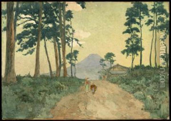 Mt. Fuji And Pines Oil Painting - Hiroshi Yoshida