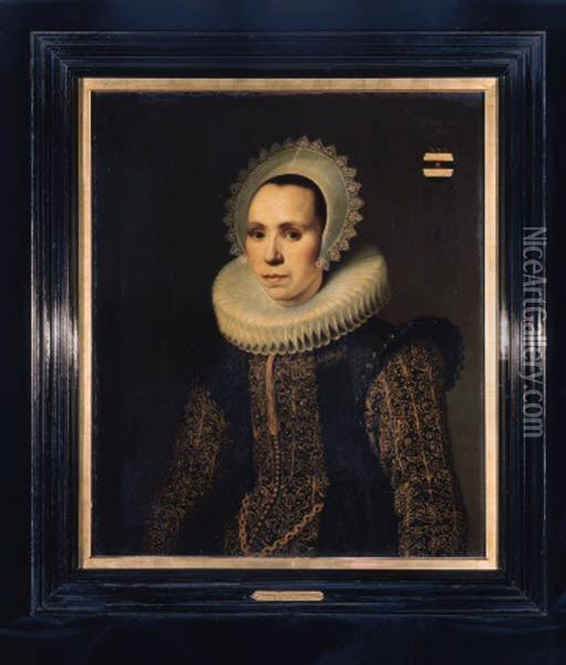 Portrait Of A Lady Oil Painting - Michiel Jansz. Van Miereveldt