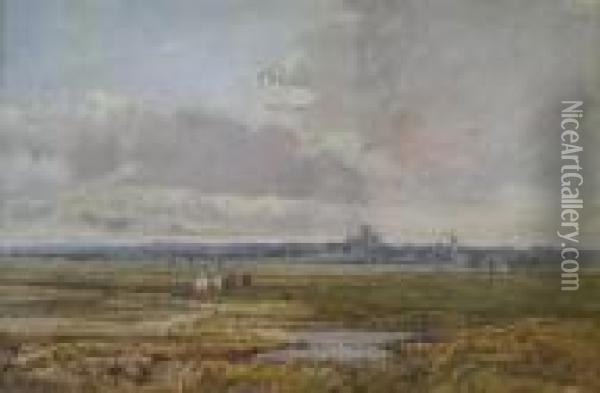 Landscape Withfigure And Cattle Oil Painting - Arthur Suker