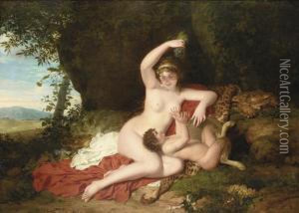 Erigone And Bacchus Oil Painting - Leonor Merimee