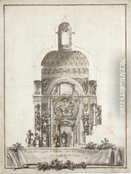 Design For A Chapel Of St Ferma Oil Painting - Carlo Marchioni