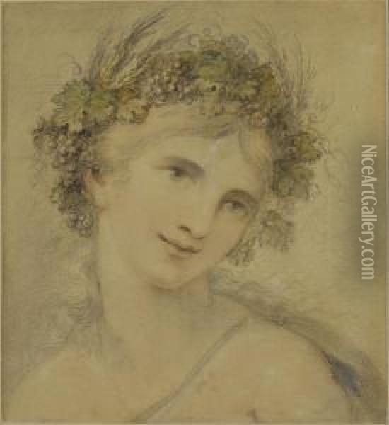 Euphrosyne Portant Une Couronne De Fleurs Oil Painting - Giovanni Batista Cipriani
