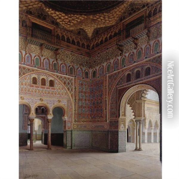 Moorish Interior Oil Painting - Fernando Liger Hidalgo