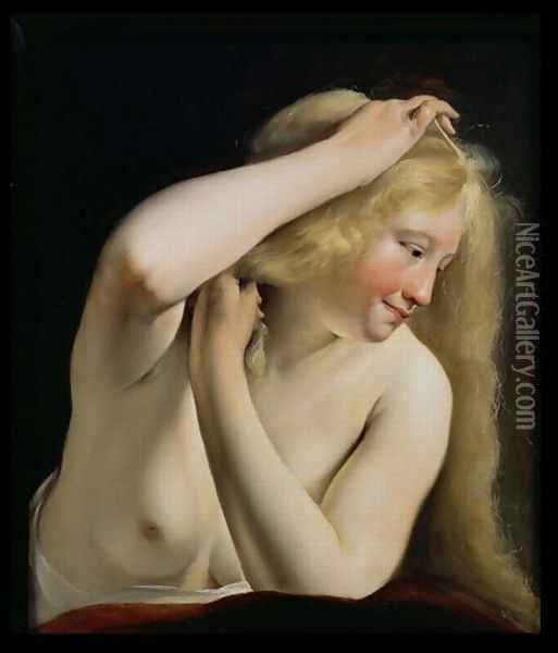 Young Woman Combing Her Hair, Louvre Oil Painting - Salomon de Bray