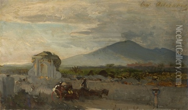 Landschaft Am Vesuv Oil Painting - Oswald Achenbach
