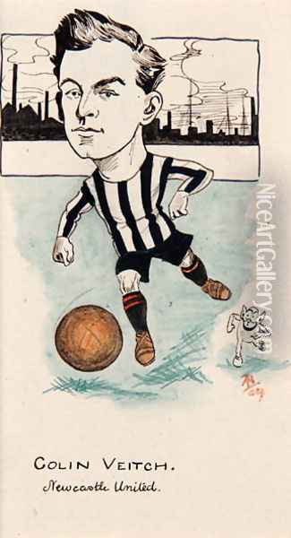 Colin Veitch, Newcastle United, drawing for a set of cigarette cards, 1907 Oil Painting - Rip