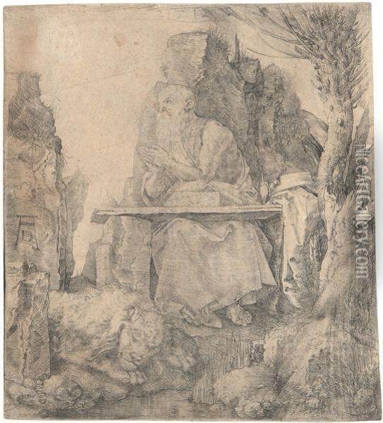 Der Heilige Hieronymus Neben Dem Weidenbaum Oil Painting - Albrecht Durer
