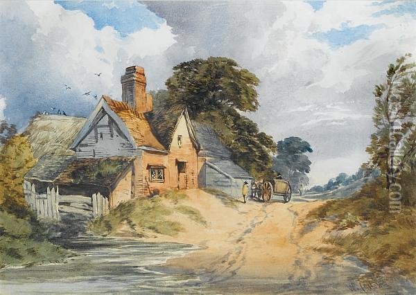 Landscape With Cottage Oil Painting - William Callow