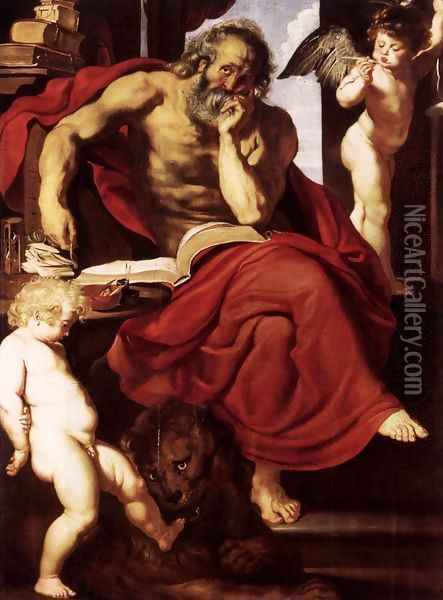 St Jerome in His Hermitage Oil Painting - Peter Paul Rubens