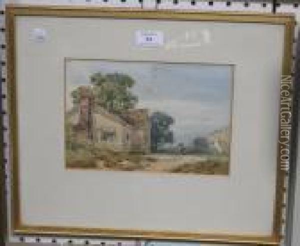 Landscape With Cottage And Cart Oil Painting - William Callow