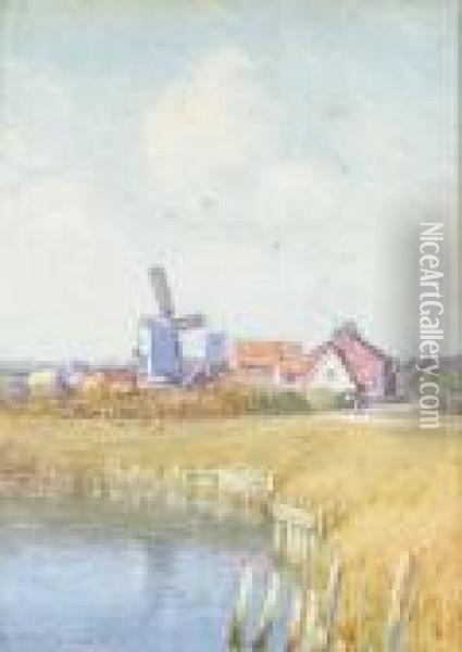 Landscape With A Windmill Oil Painting - Parker Hagarty