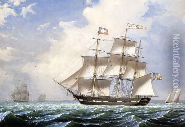 The 'Matilda' under Sail Oil Painting - Fitz Hugh Lane