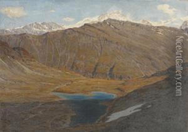 Bergsee Mit Weisshorn. Oil Painting - Henri Van Muyden