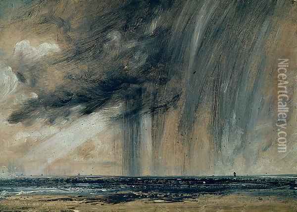 Rainstorm over the Sea, c.1824-28 Oil Painting - John Constable