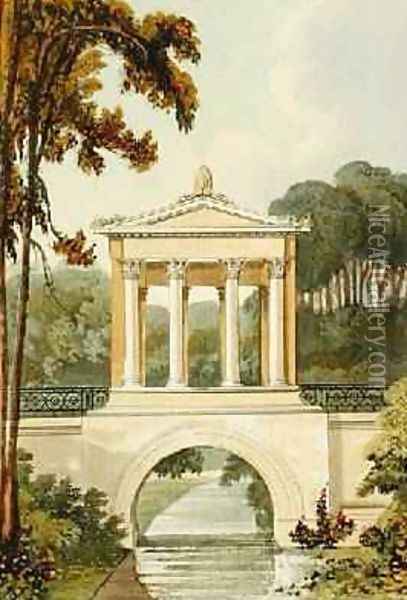 The Temple Bridge, from Ackermanns Repository of Arts, 1822 Oil Painting - John Buonarotti Papworth