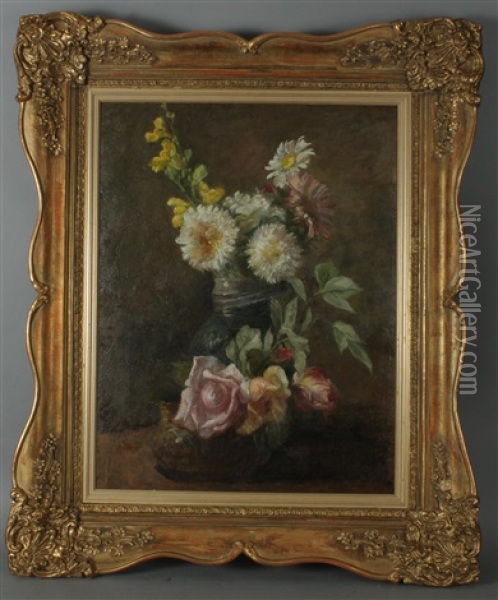 Stillleben Mit Blumen Und Gefasen Oil Painting - Johanna von Moro