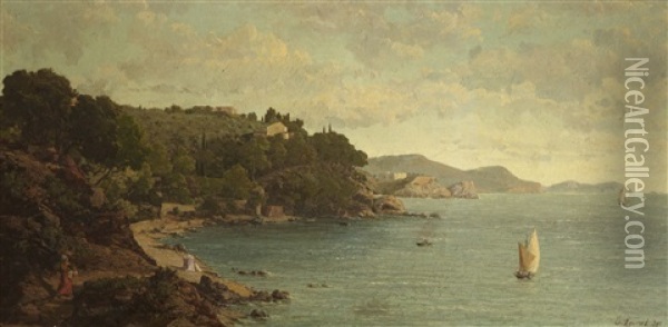 Vue Du Fort Du Cap Brunet Et De La Rade De Toulon Oil Painting - Emmanuel Joseph Lauret